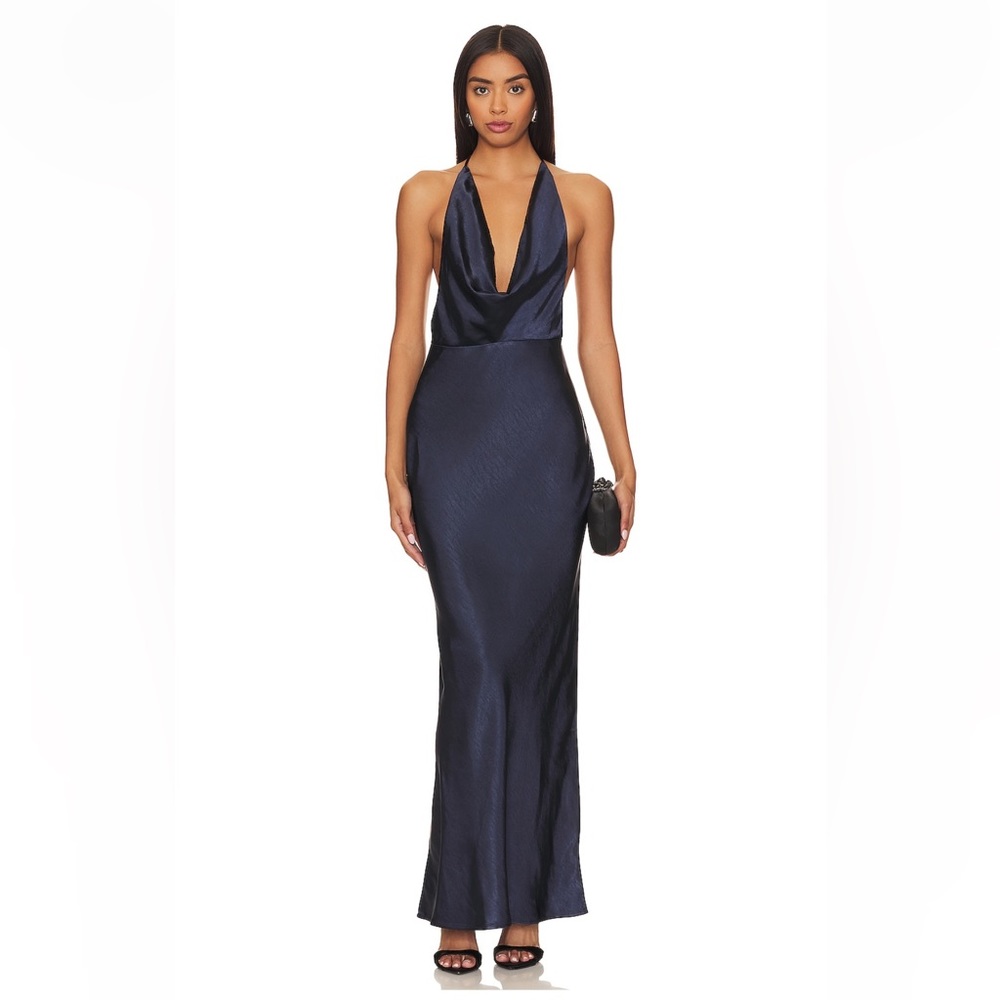 NWT Navy blue cowl neckline maxi dress